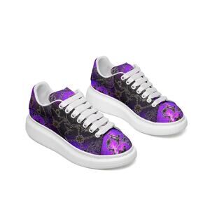 Unisex Non Slip Lace Up Faux Leather Sneakers